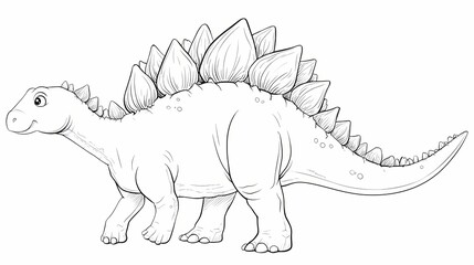 Fototapeta premium Stegosaurus Dinosaur Illustration Line Art.