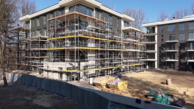 scaffolding on the estate drone shot
