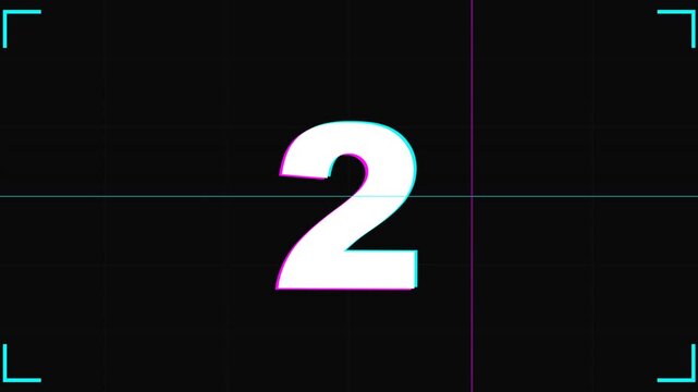 Countdown 5 Seconds Timer with Glitch Effect and Corner Marks.