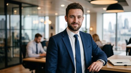 Professional Young Business Man in a Modern Office, Confident and Successful