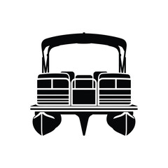 Black silhouette of a pontoon boat on a white background © ABDULLA
