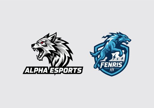 wolf mascot, esport logo, gaming logo