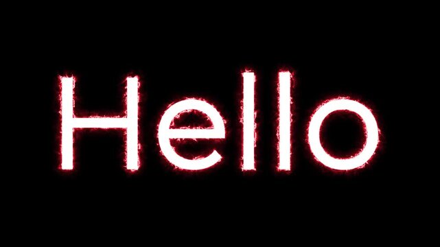 Red Hello Glowing Text red light black background illuminated effect Videos