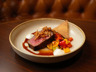 Gourmet Steak Fajita Fine Dining Restaurant Presentation.  Fajita day. 