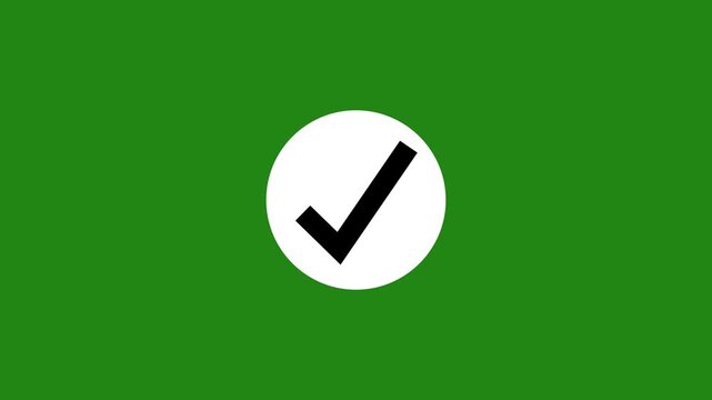Green Screen Checkmark Animation Background White Circle Black Tick Symbol