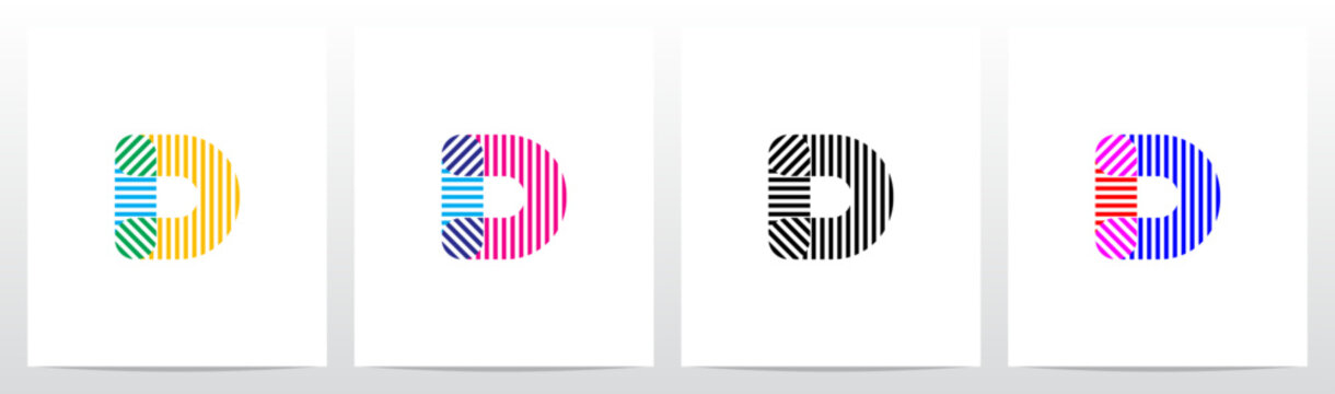 Horizontal Vertical Diagonal Lines Letter Initial Logo Design D