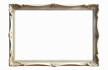 Obraz premium Ornate decorative rectangle frame isolated on white background. Vintage ornate border for picture display. Empty space for artwork or photo.
