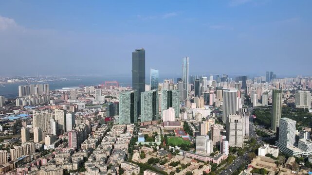 Dalian Downtown Skyline Aerial View - Modern Business District