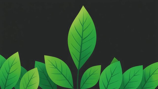 Green leaves illustration on black background