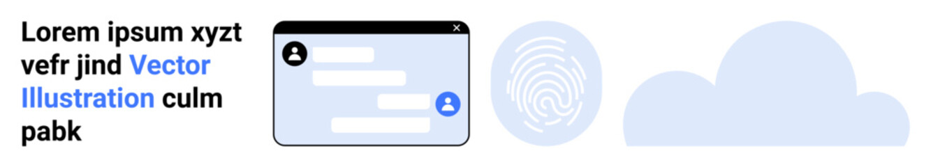 Fototapeta premium Online security, authentication systems, cloud storage, biometric access, technology, data protection. Login form, fingerprint symbol and cloud graphic. Online security and authentication systems