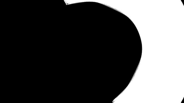 A high-contrast, minimalist transition or overlay featuring a bold white geometric shape that wipes across a black screen with a curved, circular edge.