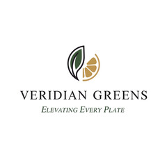 Fototapeta premium Veridian Greens Logo with Leaf and Lemon.