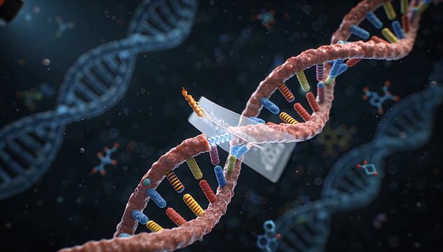 Crispr dna helix genome editing science technology molecular biology genetic engineering innovation research concept with dna gene crispr biotechnology genome helix science medicine research