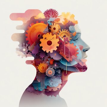 Cogwheels brain concept illustration
