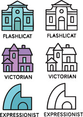 Fototapeta premium Architectural Styles Illustrated Vector Graphics.