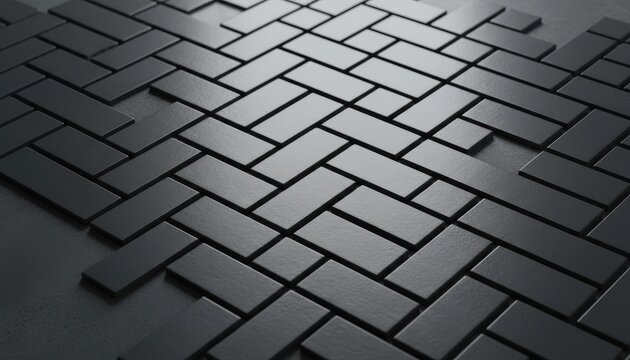 Abstract dark grey slate tile herringbone pattern with subtle texture and lighting for modern backgrounds