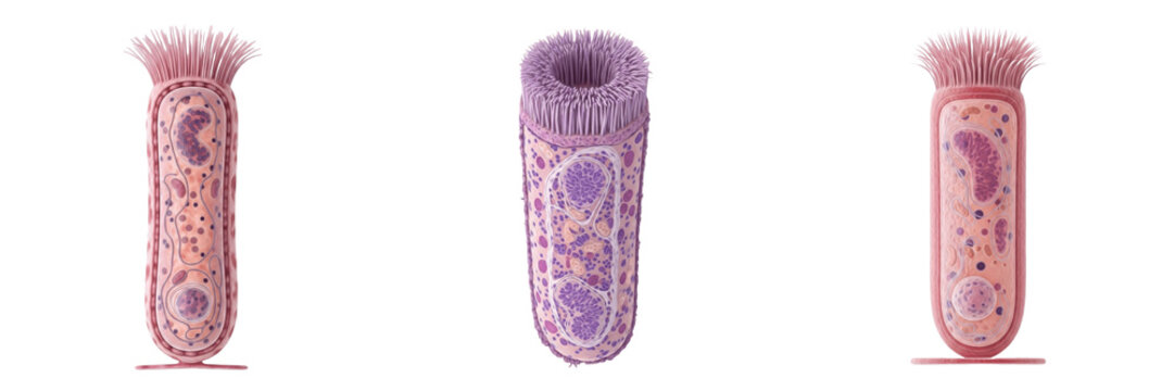 Enterocyte isolated on white background, intestinal absorptive epithelial cell, 小腸吸収上皮細胞 (Shōchō Kyūshū Jōhi Saibō), Enterozyt, human small intestine absorptive cell, nutrient absorption cell, microsc