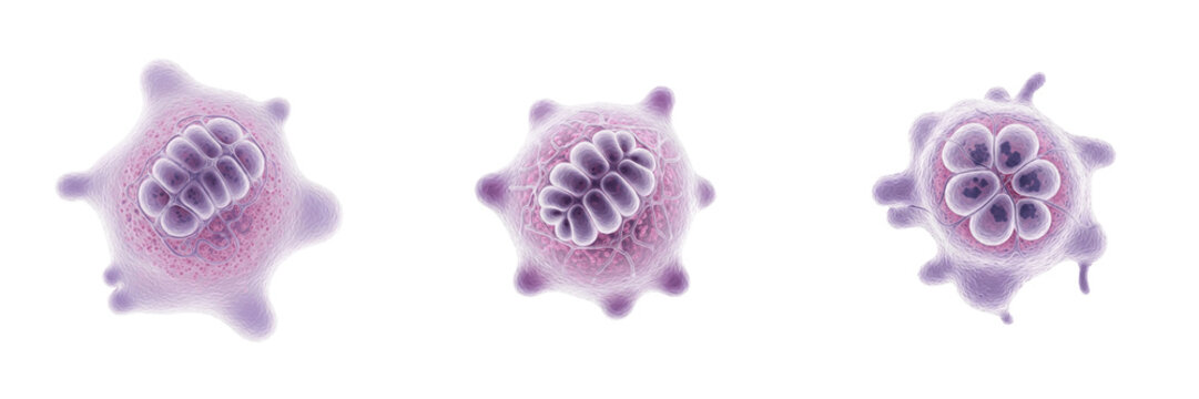 Neutrophil isolated on white background, polymorphonuclear leukocyte, PMN, 好中球 (Kōchūkyū), neutrophiler Granulozyt, immune cell, human WBC, infection-fighting cell, microscopic blood element