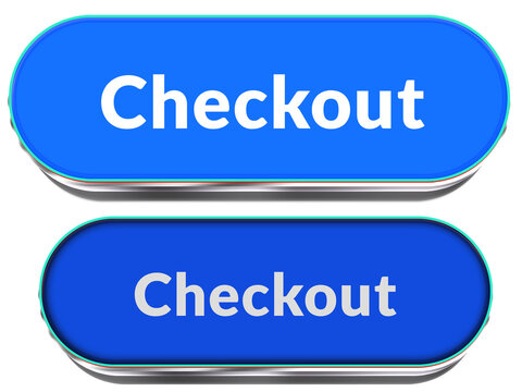 Checkout call to action UI button with hover effect, rounded blue ecommerce checkout interface button for online payment process isolated png transparent background