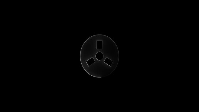 Transparent glass-like three-pronged electrical outlet icon on black socket plug
