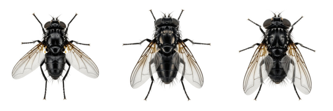 Black fly Simuliidae isolated on white background, human parasite, biting fly, vector insect, macro photography, dipteran species, fly close-up, detailed macro, fly extreme detail, black fly isolated