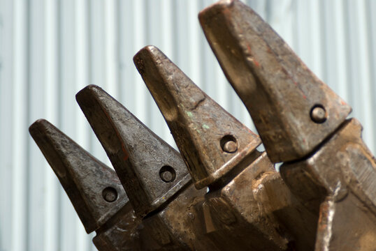 Canada, BC, Burnaby.  Claws on bucket of excavator.