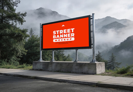 Hills Street Banner Mockup AI for Outdoor Advertising Campaign