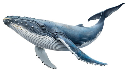 Fototapeta premium Majestic Humpback Whale Swimming in Ocean Waters Isolated