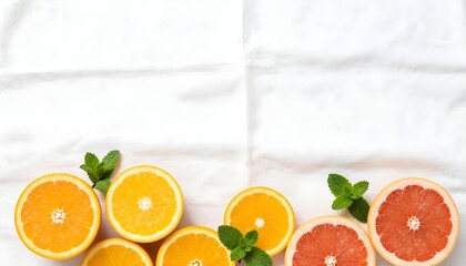A variety of citrus fruits displayed on a white cloth, promoting healthy eating in line with the National Mediterranean Diet