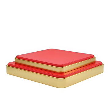A pixelated image of a square cake with red frosting isolated on transparent background