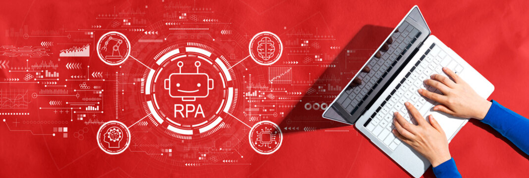 Robotic Process Automation theme with person using a laptop
