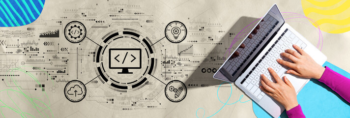 Web development concept with person using a laptop