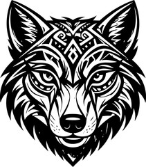 Fototapeta premium Tribal Wolf Head Illustration Design.