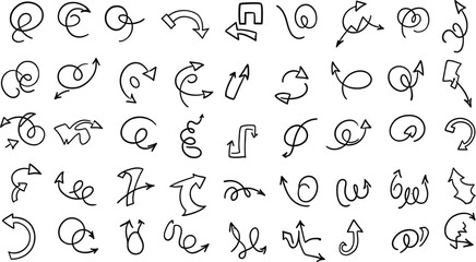 Naklejka premium Hand drawn black arrow icon collection