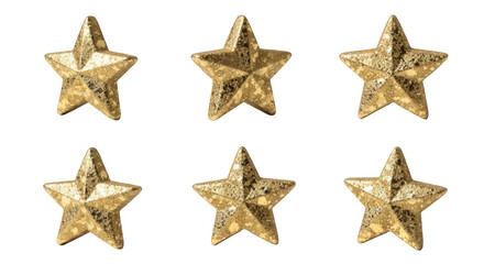 Obraz premium six golden star ornaments arranged on a white backdrop festive holiday designs background is minimalist potential use decoration