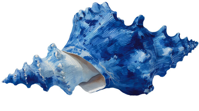 Blue watercolor style conche on a white background