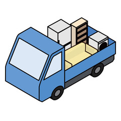 家具や家電を積んだ引越しトラック