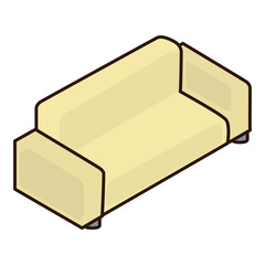 斜め上から見た2人掛けソファのイラスト