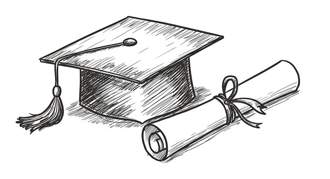 卒業証書と帽子：鉛筆スケッチの軌跡