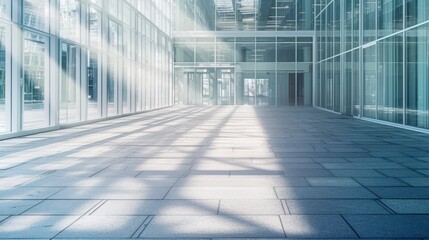 Modern Glass Interior with Bright Sunlight and Reflections