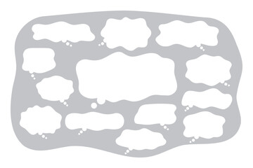 悩み表現に使えるもやもや吹き出し素材（グレー）