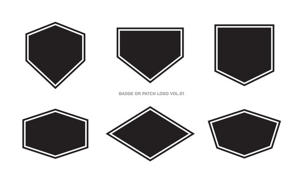 Collection of Modern Badge Logo or Patch Templates with Black Outline Geometric Shapes, Perfect for clothing, sport, apparel, merch or etc