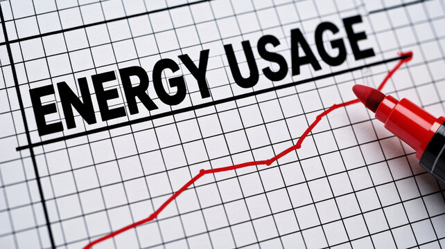 Increasing energy usage shown on graph with red marker