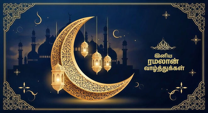 ramadan wishes tamil text vector 