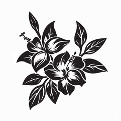 Obraz premium Black Botanical Floral Logo with Tropical Leaves Vector On White Background