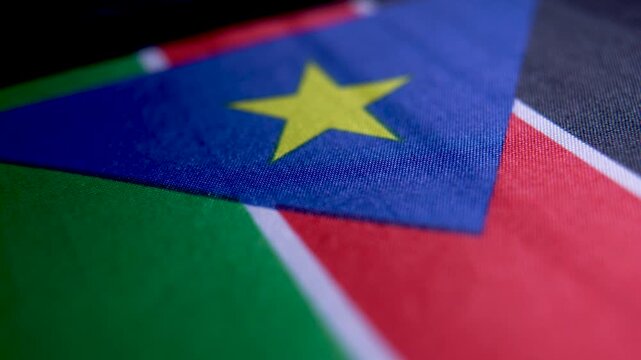 South Sudan National Flag Fabric Texture Macro