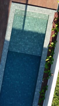 PISCINA VISTA DO ALTO EM UMA LINDA CASA DE LUXO (Swimming pool view from above in a beautiful luxury house.)
