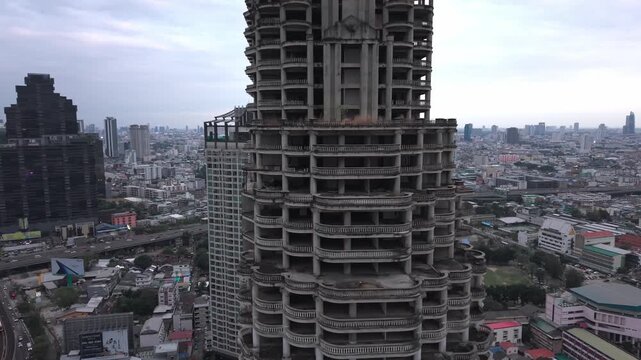 Aerial View of Sathorn Unique Tower in Bangkok (1)