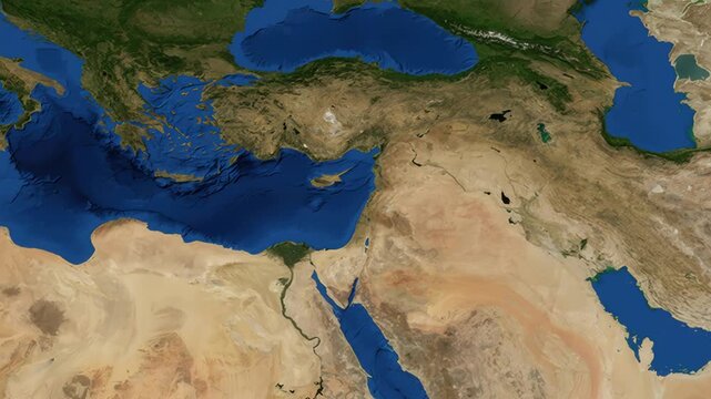 Satellite Map Zoom Animation From World View To Aleppo Syria