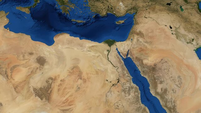 Satellite Map Zoom Animation From World View To Cairo Egypt